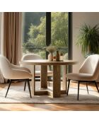 Table à manger ronde Ella design arrondi naturelle - 125x125x76.5cm