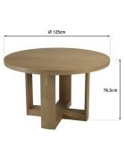 Table à manger ronde Ella design arrondi naturelle - 125x125x76.5cm