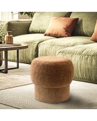 Pouf rond en tissu Agathe terracotta - 44x44x41cm