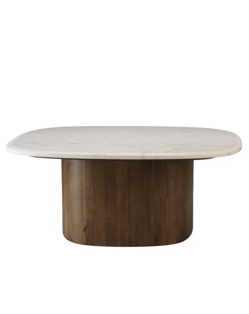 Table basse plateau marbre James de Banswara blanche - 76x81x31.5cm