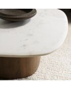 Table basse plateau marbre James de Banswara blanche - 76x81x31.5cm