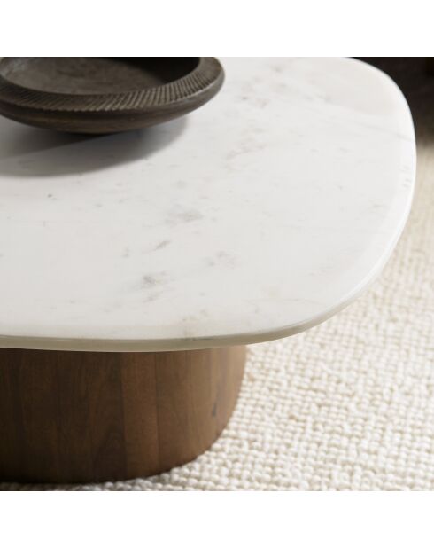 Table basse plateau marbre James de Banswara blanche - 76x81x31.5cm