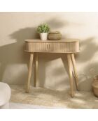 Console ovale en bois Agathe naturelle - 30x80x75cm