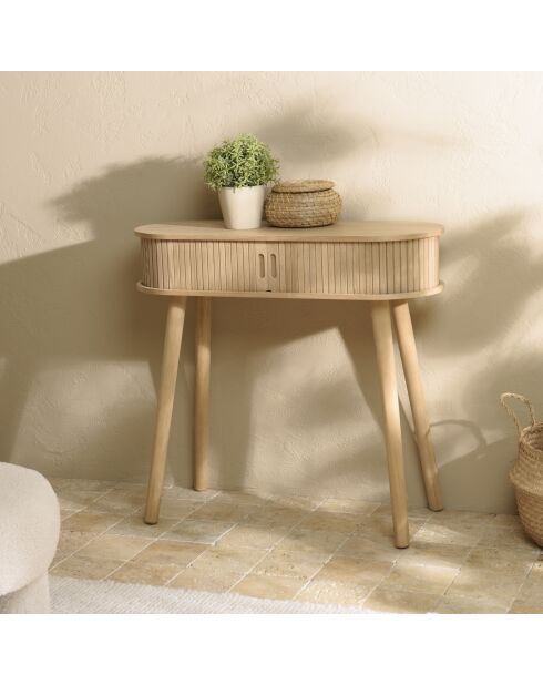 Console ovale en bois Agathe naturelle - 30x80x75cm