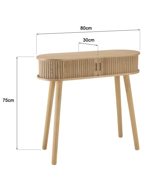 Console ovale en bois Agathe naturelle - 30x80x75cm