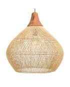 Suspension cloche rotin Sixtine naturelle et teck - 68x68x70cm