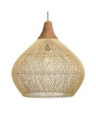 Suspension cloche rotin Sixtine naturelle et teck - 68x68x70cm
