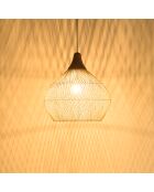 Suspension cloche rotin Sixtine naturelle et teck - 68x68x70cm