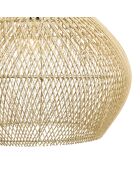 Suspension cloche rotin Sixtine naturelle et teck - 68x68x70cm