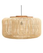 Suspension seau en rotin Sixtine naturelle et teck - 76x76x40cm