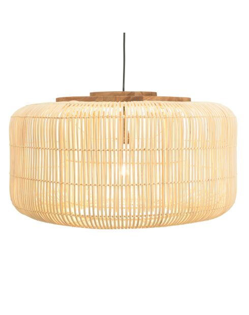 Suspension seau en rotin Sixtine naturelle et teck - 76x76x40cm