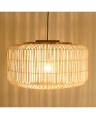 Suspension seau en rotin Sixtine naturelle et teck - 76x76x40cm
