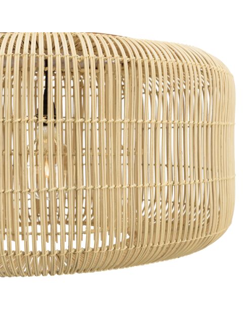 Suspension seau en rotin Sixtine naturelle et teck - 76x76x40cm