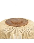 Suspension seau en rotin Sixtine naturelle et teck - 76x76x40cm