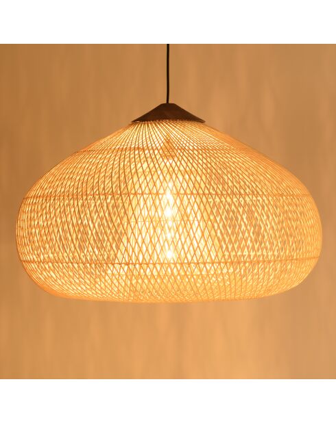 Suspension entonnoir rotin Sixtine naturelle/teck - 80x80x51cm