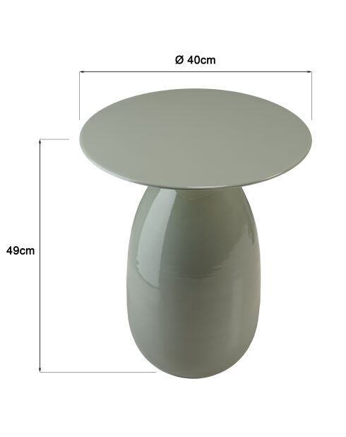 Table d'appoint ronde en métal émaillé James vert d'eau - 40x40x49cm