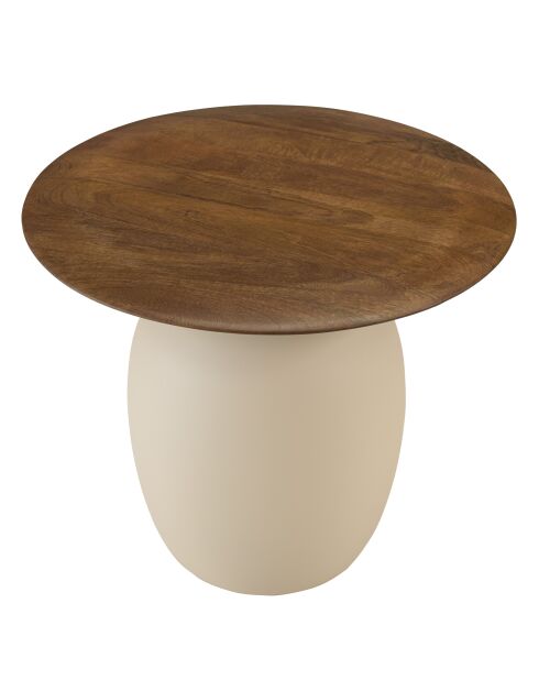 Tavolino con piano in legno di mango e gambe in metallo James avorio - 48x48x42cm