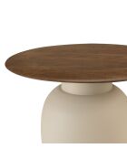 Tavolino con piano in legno di mango e gambe in metallo James avorio - 48x48x42cm