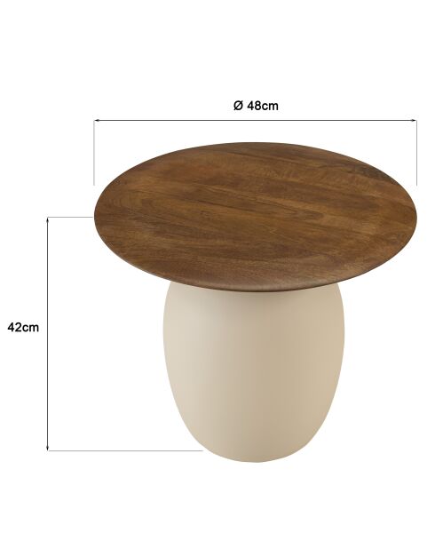 Tavolino con piano in legno di mango e gambe in metallo James avorio - 48x48x42cm