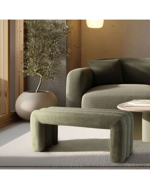 Panca in tessuto Agathe verde - 42x102,5x44 cm