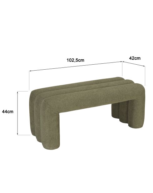 Panca in tessuto Agathe verde - 42x102,5x44 cm