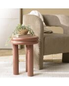 Table d'appoint ronde en bois peint Agathe terracotta - 35x35x46.5cm