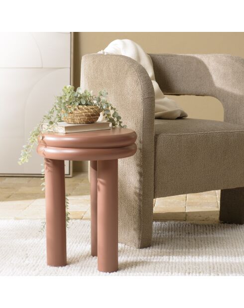 Table d'appoint ronde en bois peint Agathe terracotta - 35x35x46.5cm