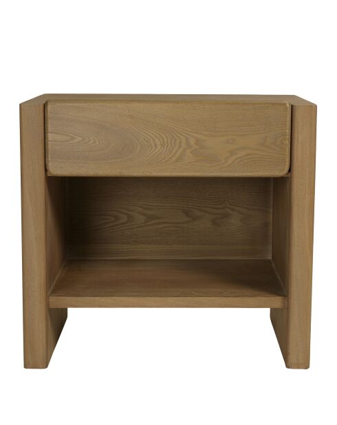 Comodino Ella con 1 cassetto arrotondato design naturale - 37x60x56cm