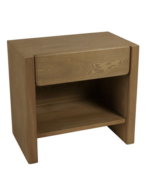 Comodino Ella con 1 cassetto arrotondato design naturale - 37x60x56cm