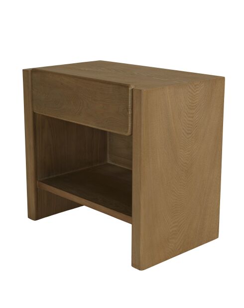Comodino Ella con 1 cassetto arrotondato design naturale - 37x60x56cm