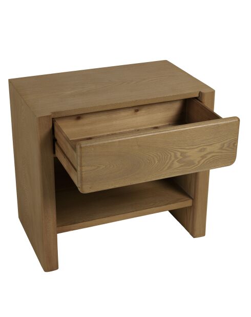 Comodino Ella con 1 cassetto arrotondato design naturale - 37x60x56cm