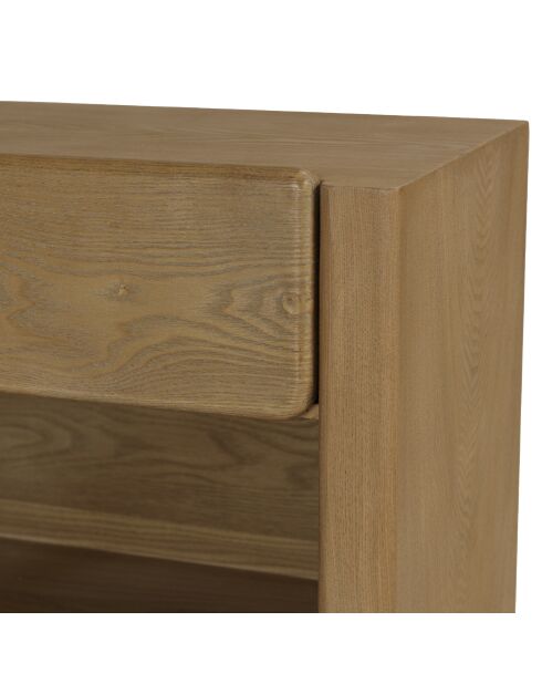 Comodino Ella con 1 cassetto arrotondato design naturale - 37x60x56cm
