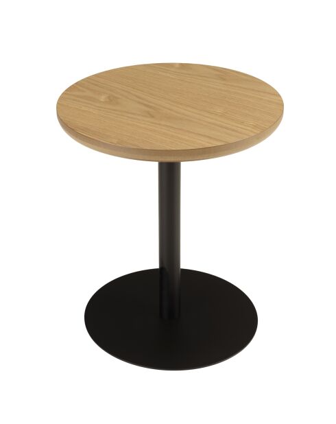 Table d'appoint ronde en bois Agathe pied noir naturelle - 35x35x40cm