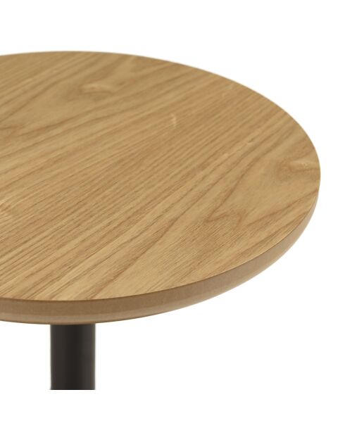 Table d'appoint ronde en bois Agathe pied noir naturelle - 35x35x40cm