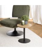 Table d'appoint ronde en bois Agathe pied noir naturelle - 35x35x40cm