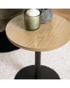 Table d'appoint ronde en bois Agathe pied noir naturelle - 35x35x40cm