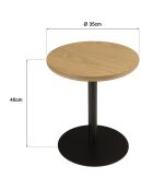 Table d'appoint ronde en bois Agathe pied noir naturelle - 35x35x40cm