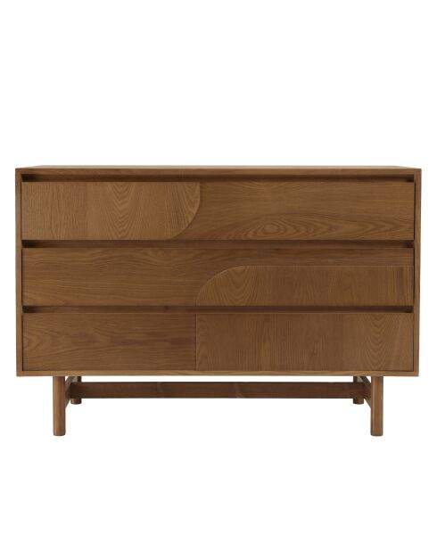 Commode Mario 3 tiroirs décor motif arrondi naturelle - 40x110x75.5cm