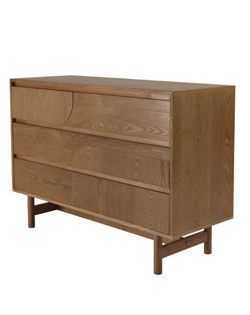 Commode Mario 3 tiroirs décor motif arrondi naturelle - 40x110x75.5cm