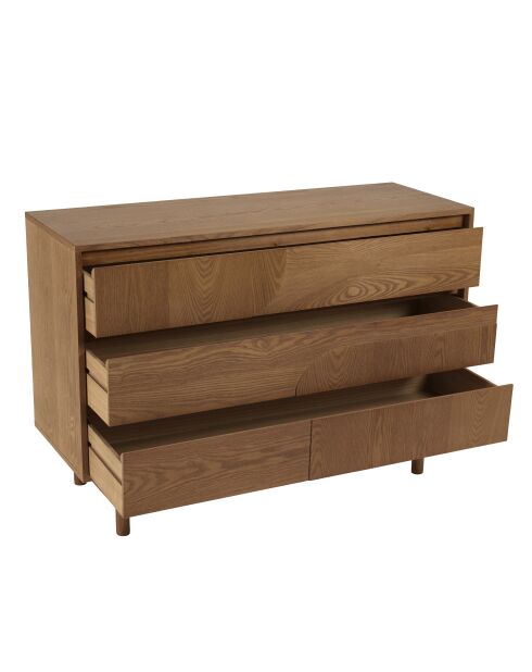 Commode Mario 3 tiroirs décor motif arrondi naturelle - 40x110x75.5cm