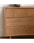 Commode Mario 3 tiroirs décor motif arrondi naturelle - 40x110x75.5cm