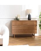 Commode Mario 3 tiroirs décor motif arrondi naturelle - 40x110x75.5cm