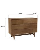 Commode Mario 3 tiroirs décor motif arrondi naturelle - 40x110x75.5cm
