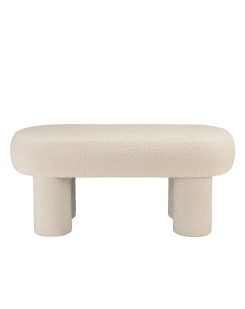 Witte bank van Agathe bouclé stof - 46x104x47cm