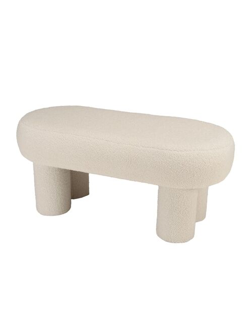 Witte bank van Agathe bouclé stof - 46x104x47cm