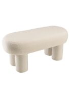 Panca in tessuto bouclé Agathe bianco - 46x104x47cm