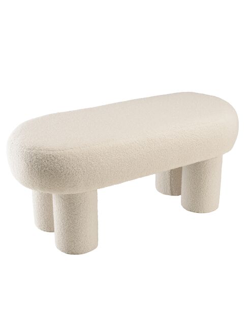 Witte bank van Agathe bouclé stof - 46x104x47cm