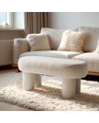 Panca in tessuto bouclé Agathe bianco - 46x104x47cm