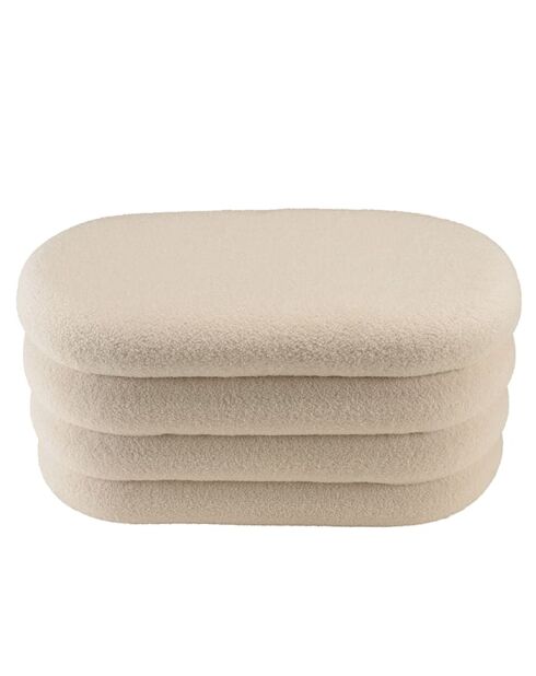 Panca bianca in tessuto Agathe Boucle con contenitore - 43x85x44 cm