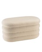Panca bianca in tessuto Agathe Boucle con contenitore - 43x85x44 cm
